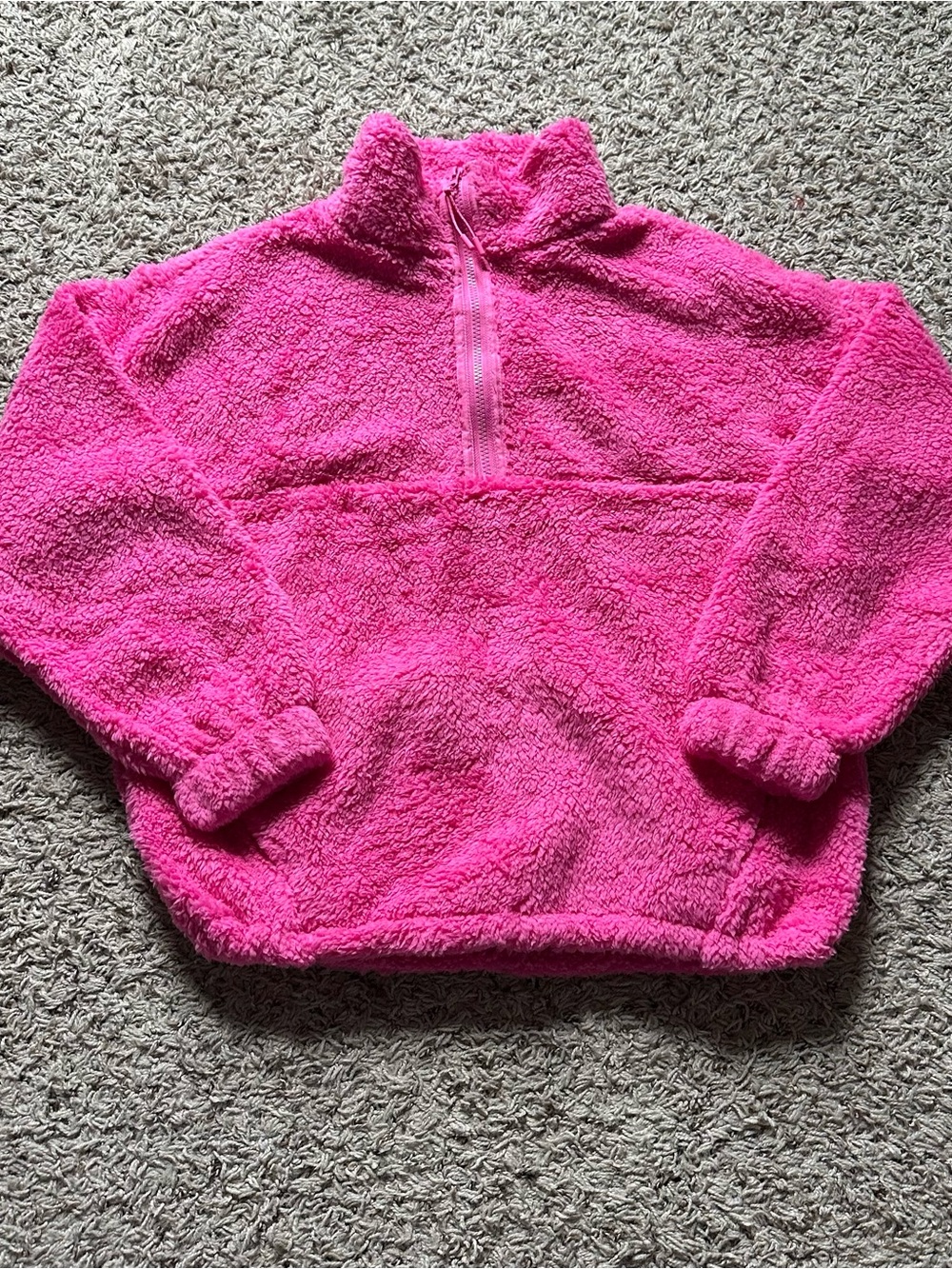 No Boundaries Bright Pink Sherpa Half-Zip Pullover
